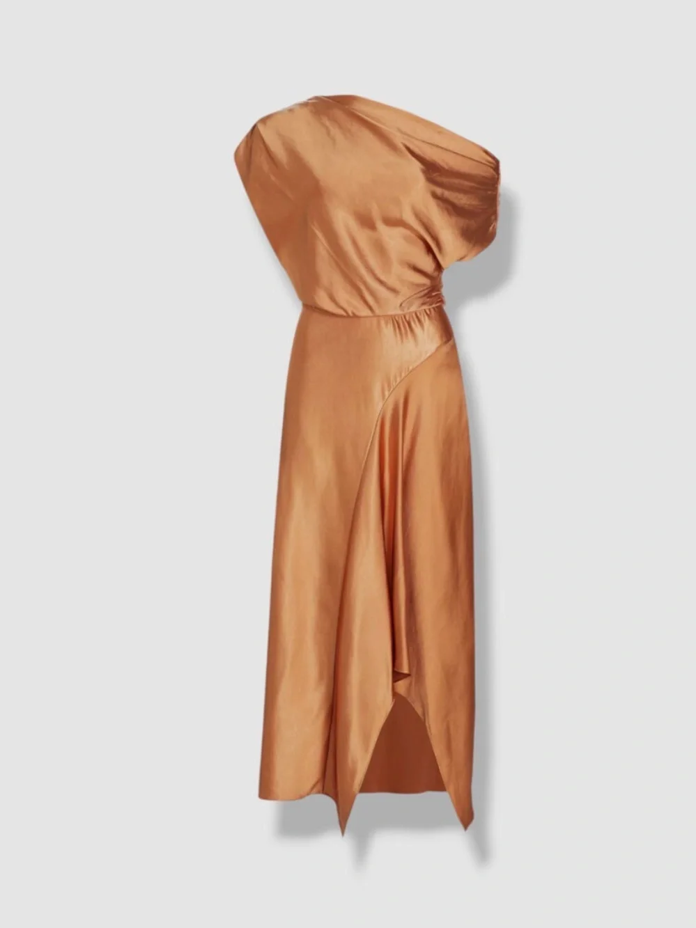 A.L.C. One-Shoulder Satin Dress in Copper - Picture 1 of 10